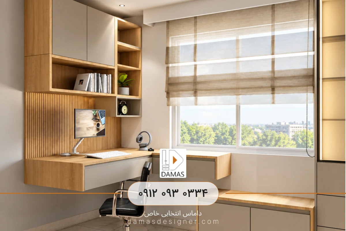 ایده طراحی میز تحریر کنار پنجره